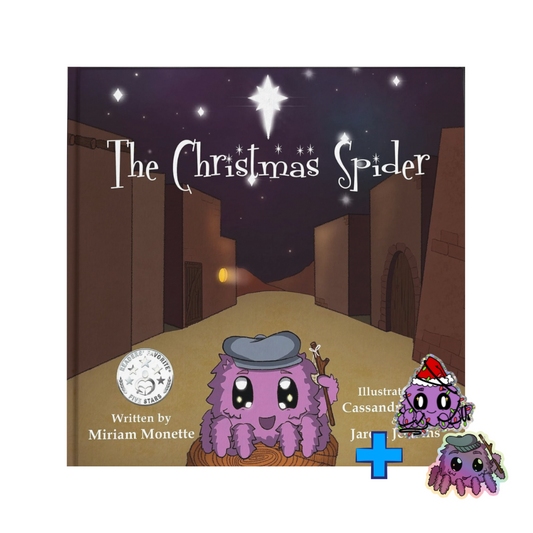 The Christmas Spider: The nativity story retold for children + Alonso vinyl sticker and Alonso lights vinyl sticker